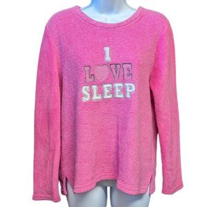 Just Be Sleep Shirt Pajama Top I Love Sleep Long Sleeve Warm Women's Size Large